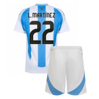 Fotballdrakt Barn Argentina Lautaro Martinez #22 Hjemmedraktsett Copa America 2024 Kortermet (+ Korte bukser)